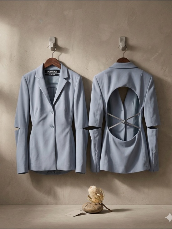 Jacquemus Jackets & Blazers - Jacquemus Melo Cutout Blazer Blue Stretch Wool Size 10 NWT
